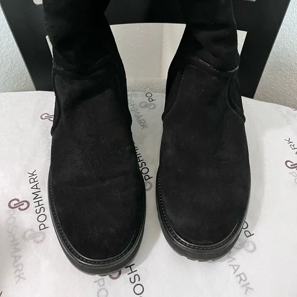 GUCCI SAINT MORITZ PRE-LOVED RARE AUTHENTIC BLK SUEDE LEATHERSHEARLING BOOTS